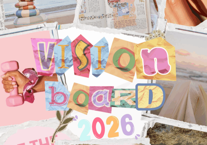 White Scrapbook Photo Collage Vision Board Poster